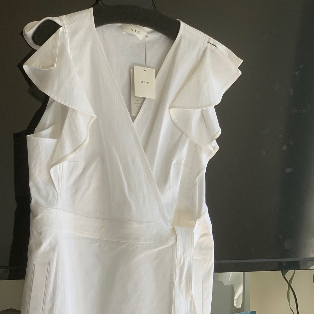 A.L.C. White Linen Sidelle Wrap Dress